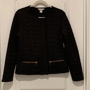 Christopher & Banks Black Zip Up Jacket with Gold Accents Size Small